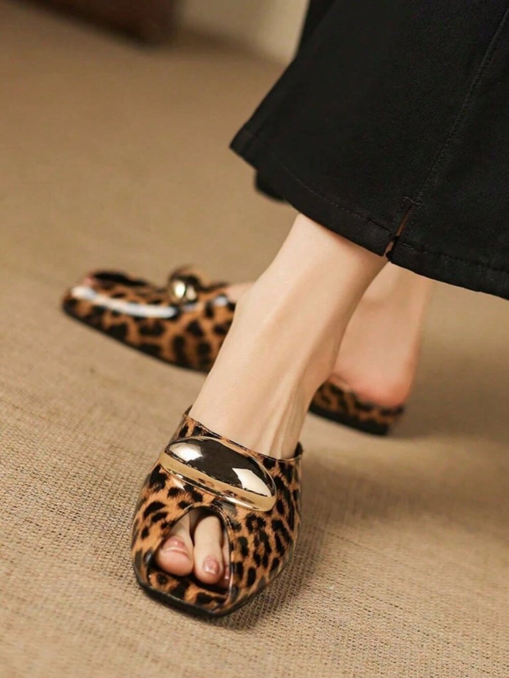 Brown Casual Women's Bow Slide Sandals High Heel Pointed Toe